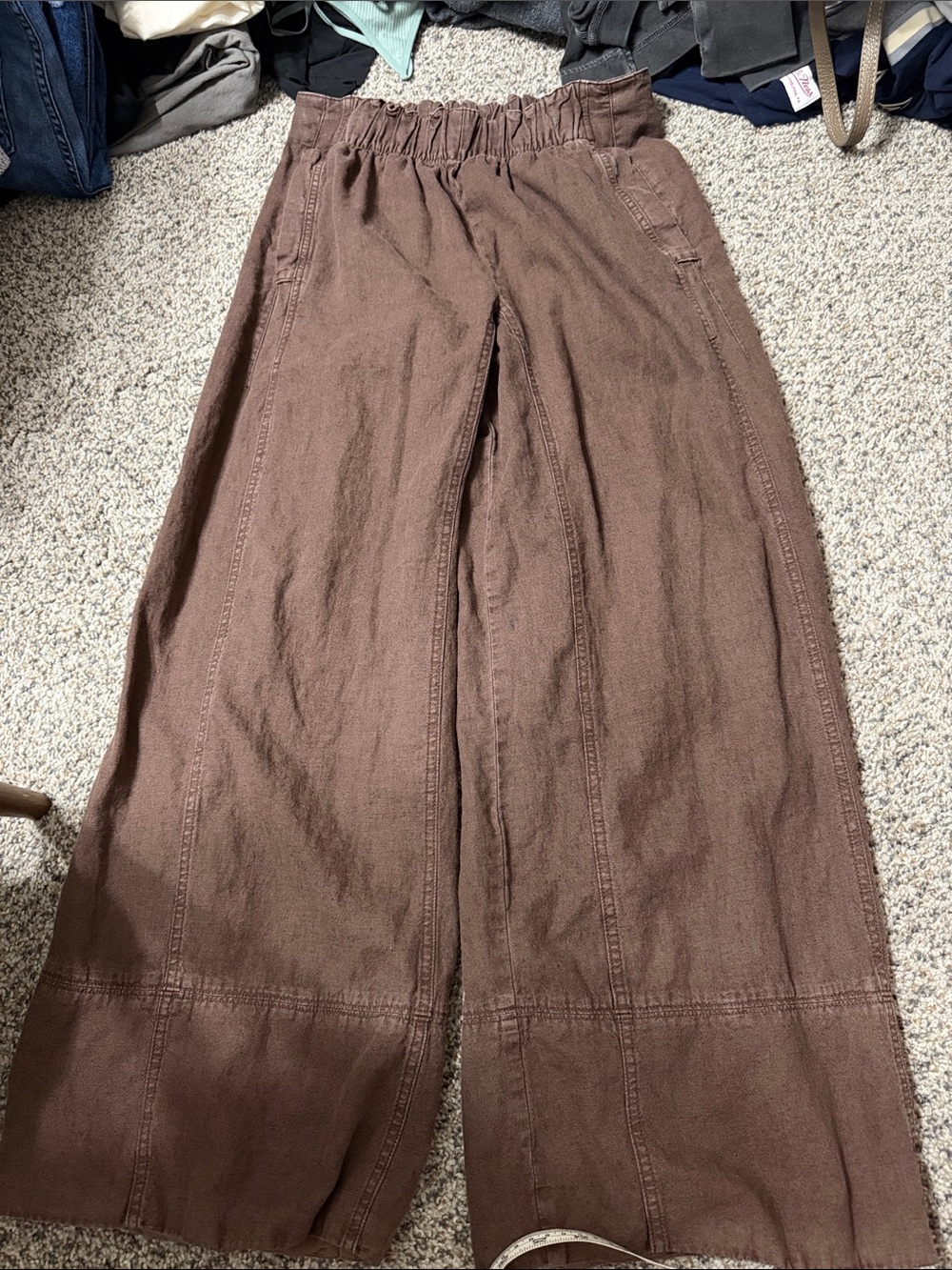 Free People Day’s End Linen Pull On Pant Small Double Espresso - Picture 3 of 4